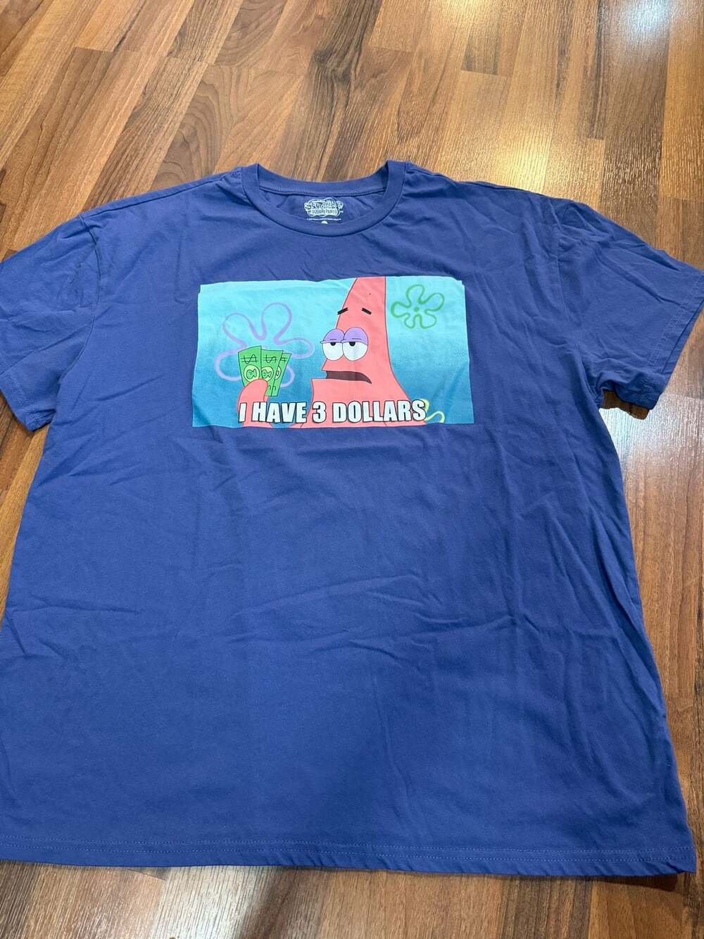 Nickelodeon SpongeBob SquarePants Patrick I Have 3 Dollars Size XL Blue Graphic
